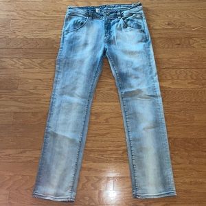 VOLCOM VORTA DISTRESSED LIGHT BLUE DENIM JEAN PANTS MENS SIZE 31